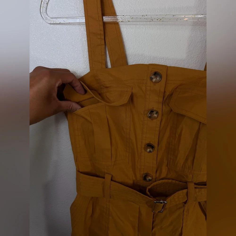 A.L.C. Gillian Sleeveless Belted Romper In Goldenrod Size S - Picture 7 of 14